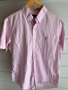 Ralph Lauren Polo Short-Sleeve Button-Down Shirt - Pink Gingham Size Large